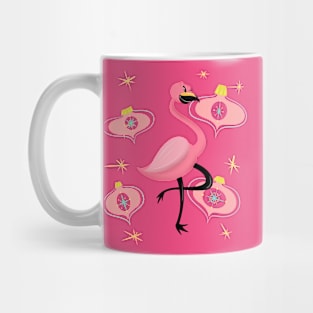 Christmas Flamingo in Midcentury Cartoony style Mug